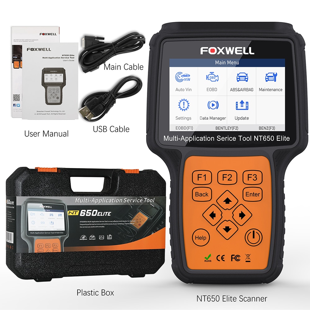 Foxwell NT650 Elite OBDII Diagnostic Scanner ABS SAS EPB Injector Oil Reset Tool 